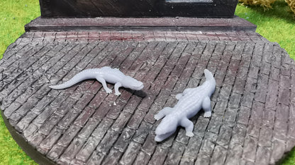 2x Krokodil Aligatoren Set aus Resin 1:87 (H0) - bemalt oder unbemalt