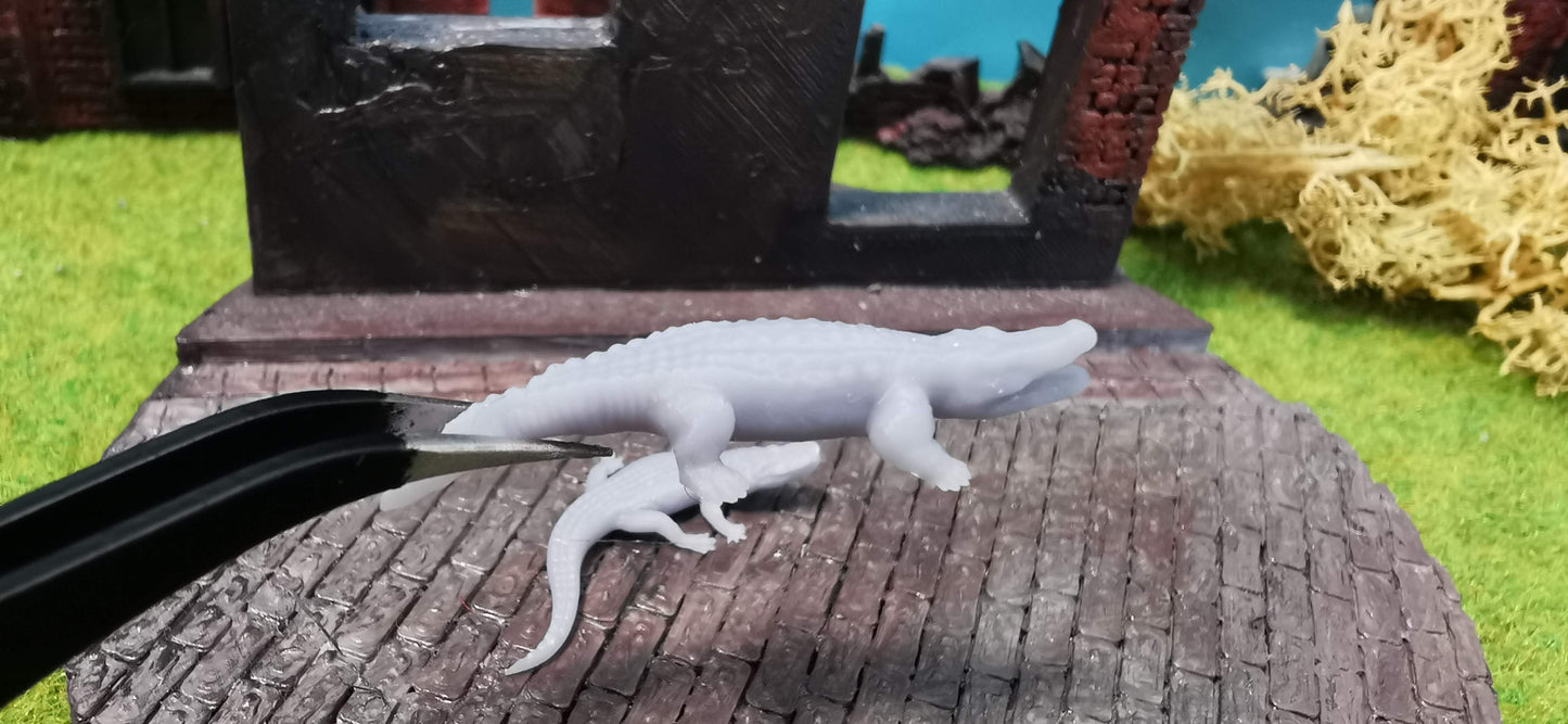 2x Krokodil Aligatoren Set aus Resin 1:87 (H0) - bemalt oder unbemalt