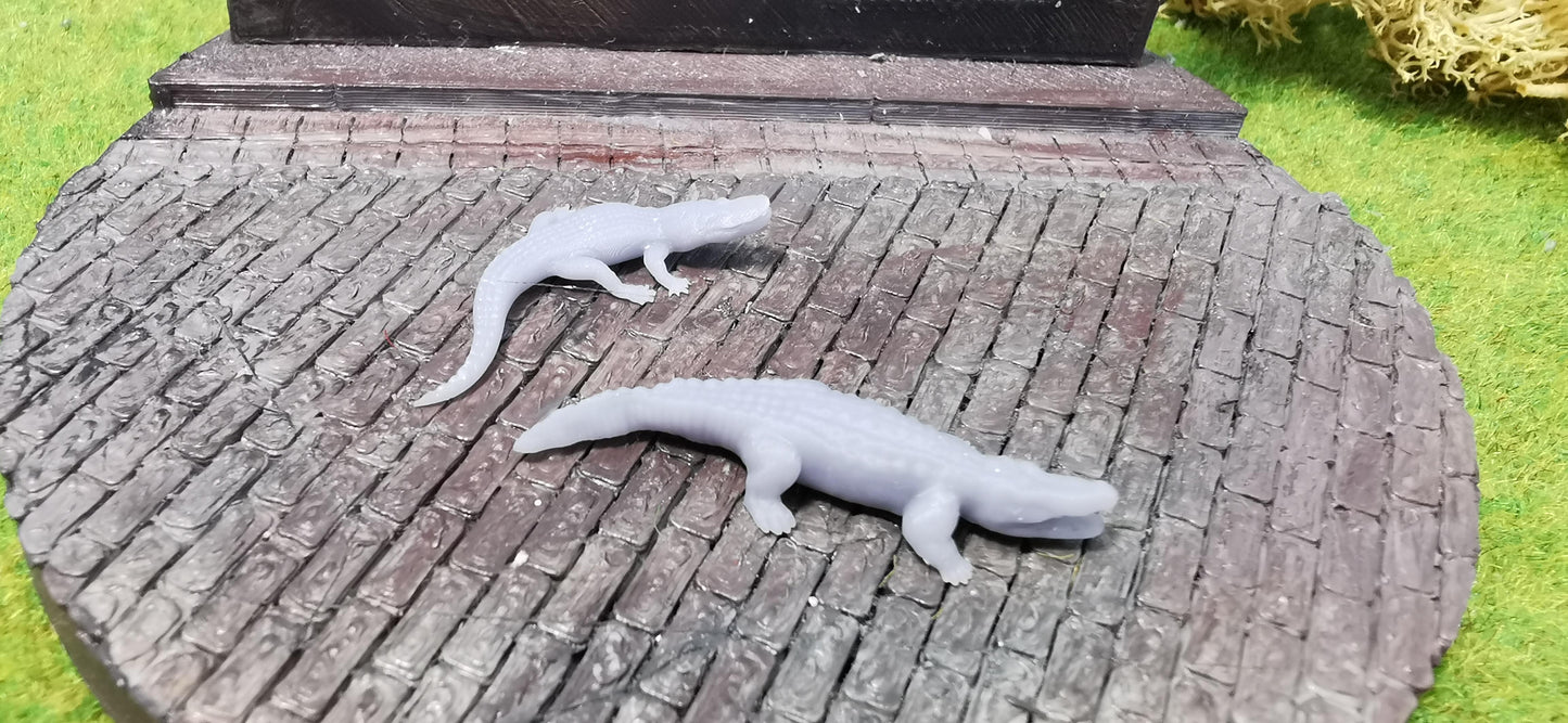 2x Krokodil Aligatoren Set aus Resin 1:87 (H0) - bemalt oder unbemalt