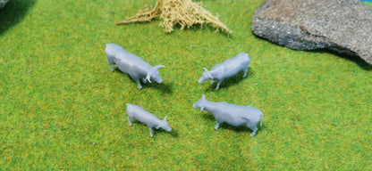 4x Kühe Bulle Kuhherde Set aus Resin 1:87 (H0) - bemalt oder unbemalt