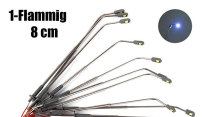 10 Stück LED Straßenlampen Peitschenleuchten 1-flammig 5-8cm 3V kaltweiß