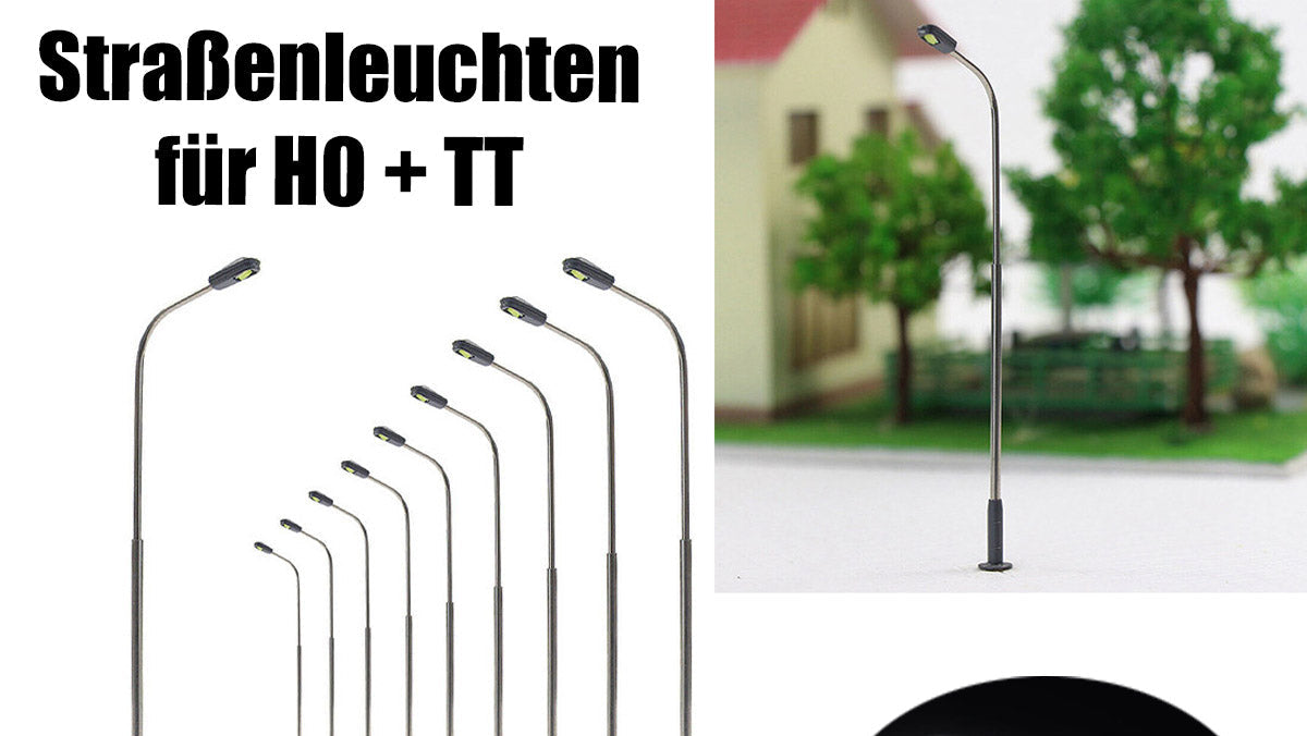 10x LED Straßenlampen Peitschenleuchten 3V (8-11cm) kaltweiß