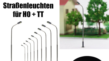 10x LED Straßenlampen Peitschenleuchten 3V (8-11cm) kaltweiß
