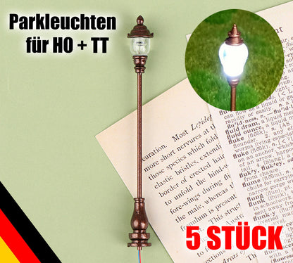 5x LED Parklampen "Kupfer" Parkleuchten 3V Höhe ca. 4,7cm für H0 TT N