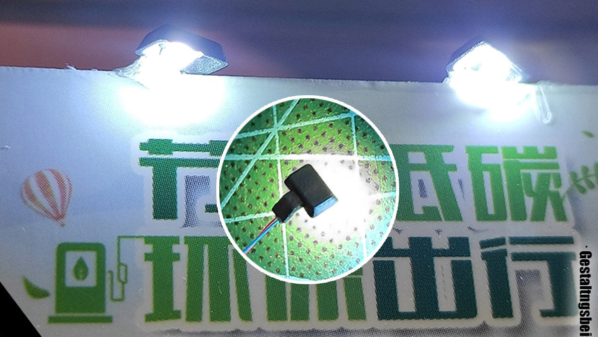 10x Werbeplakat Strahler Plakatstrahler LED Lampe Beleuchtung H0 TT kaltweiß