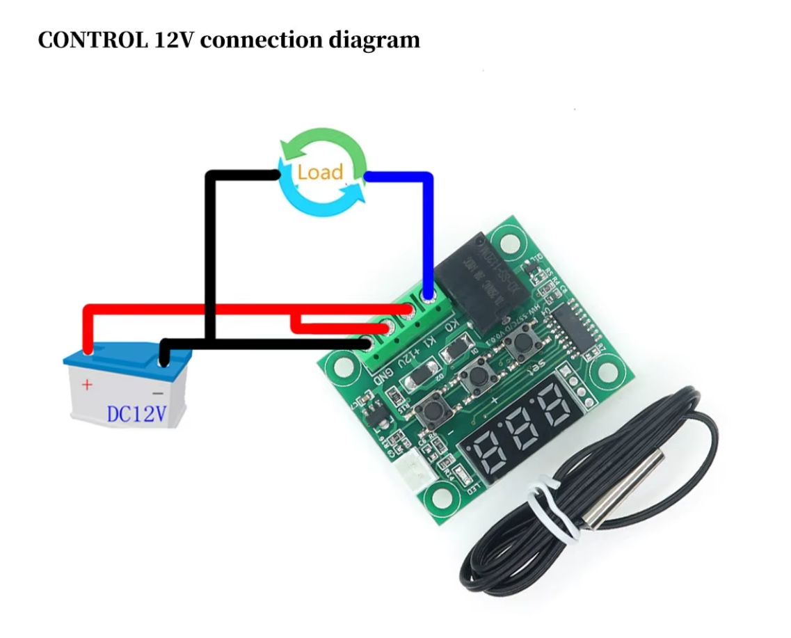 Digital Temperaturregler Thermostat W1219 12V 20A mit Fühler LED Anzeige
