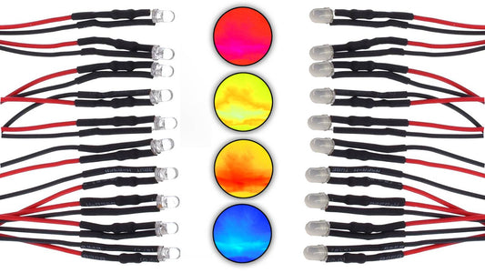 3mm LEDs inkl. Anschlussleitung (9-12V) - diffus - diverse Farben