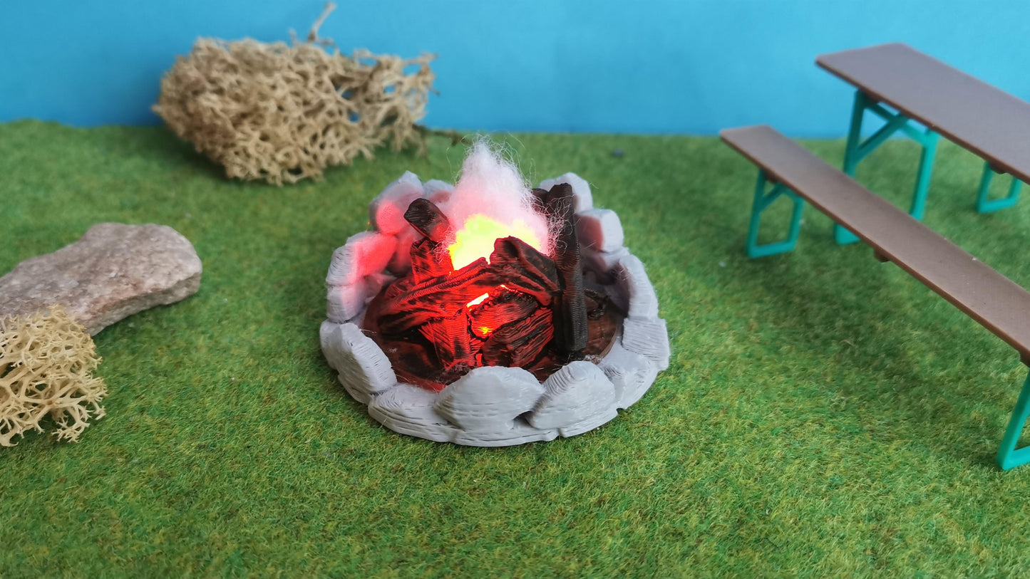 Lagerfeuer für Spur G mit LED Brandflackern (1:22,5)