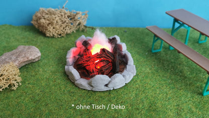 Lagerfeuer für Spur G mit LED Brandflackern (1:22,5)