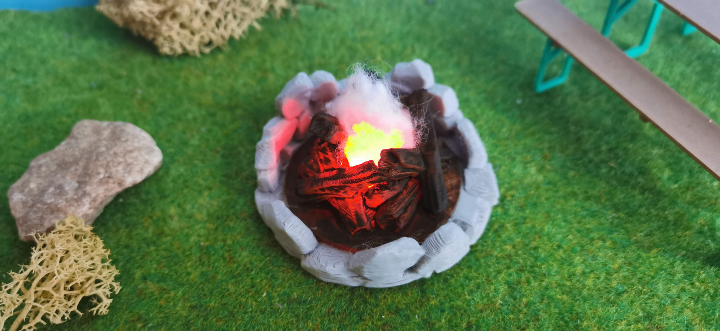 Lagerfeuer für Spur G mit LED Brandflackern (1:22,5)