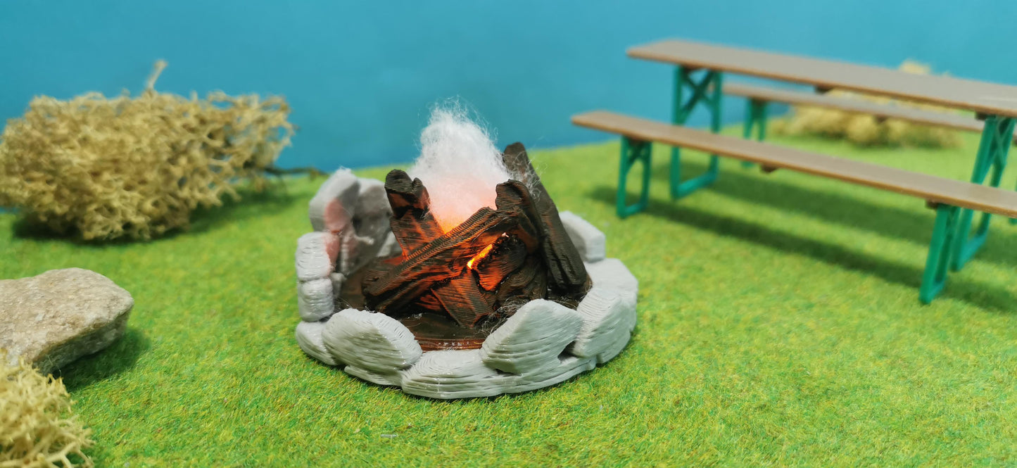 Lagerfeuer für Spur G mit LED Brandflackern (1:22,5)