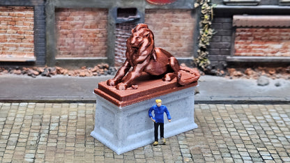 "Löwe" Denkmal Bronze Kupfer Statue mit Sockel Spur H0 (1:87)