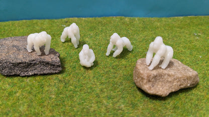 6x Gorilla Gorillas Figuren Set aus Resin 1:87 (H0) - bemalt oder unbemalt