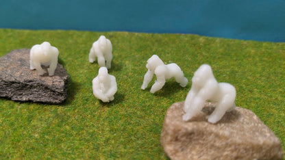 6x Gorilla Gorillas Figuren Set aus Resin 1:87 (H0) - bemalt oder unbemalt