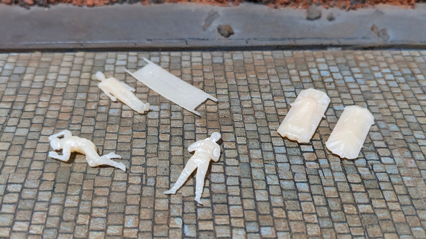 6x Figuren Set "Unfallort" in 1:87 (Spur H0) aus Resin - unbemalt
