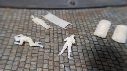 6x Figuren Set "Unfallort" in 1:87 (Spur H0) aus Resin - unbemalt
