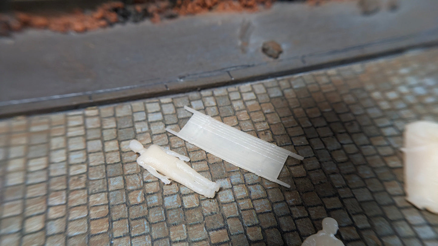 6x Figuren Set "Unfallort" in 1:87 (Spur H0) aus Resin - unbemalt