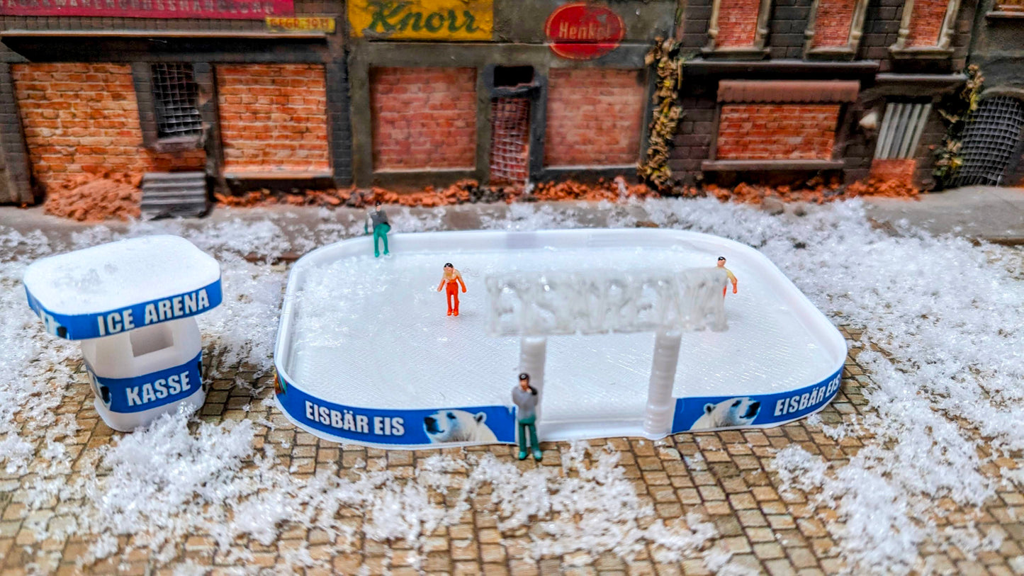Eislaufbahn als Bausatz für Winter, Weihnachten inkl. Kasse