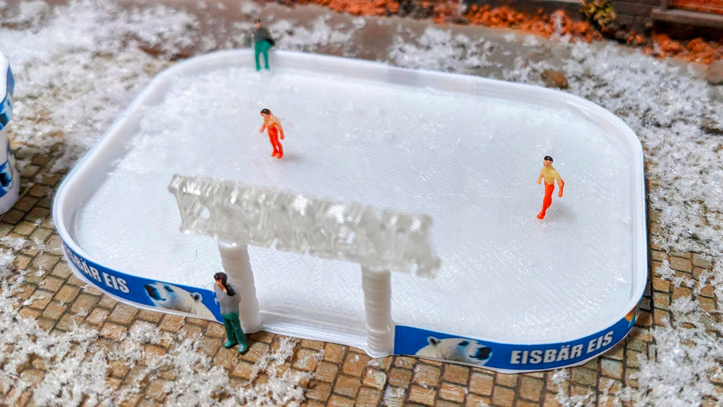 Eislaufbahn als Bausatz für Winter, Weihnachten inkl. Kasse