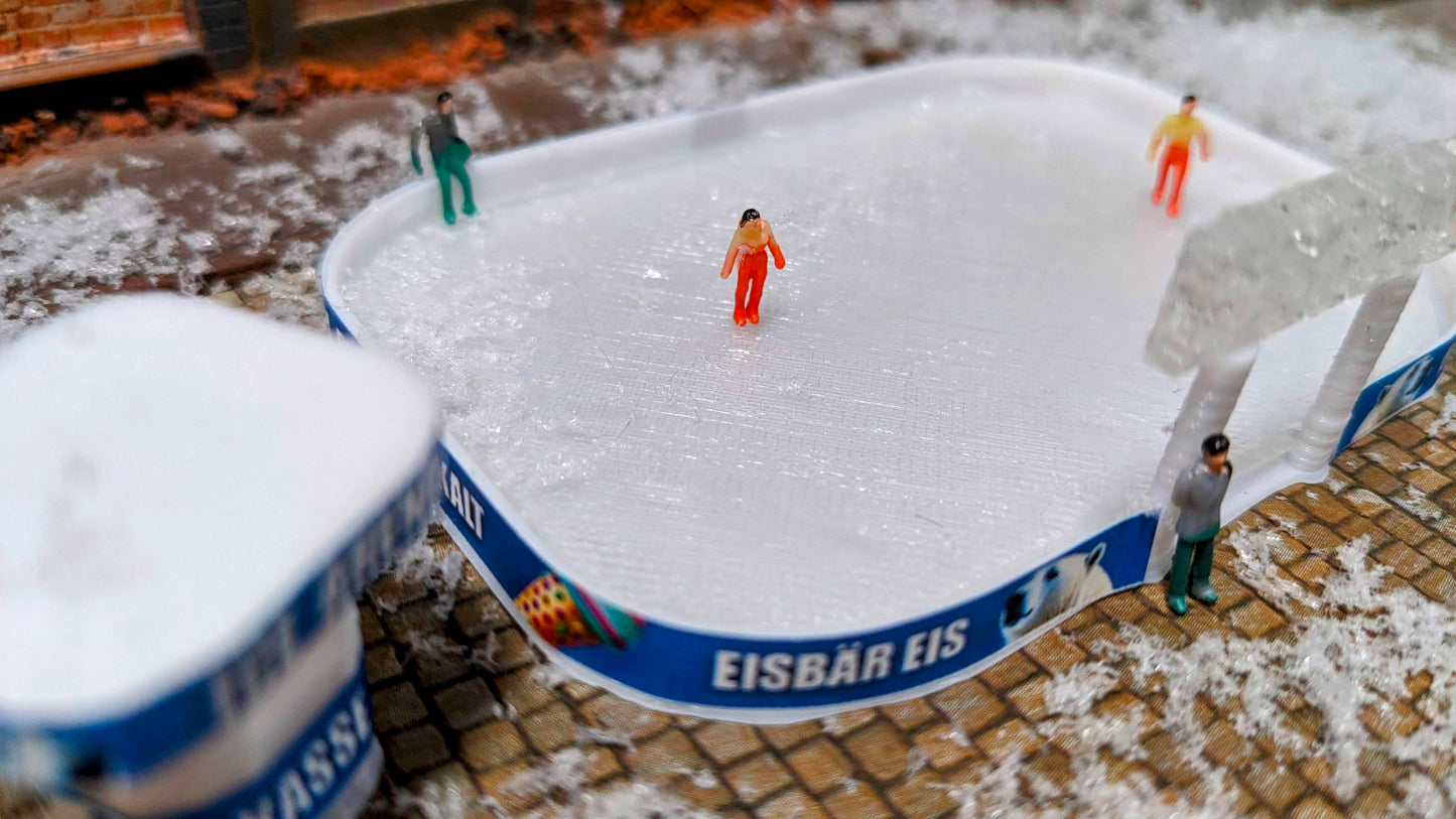 Eislaufbahn als Bausatz für Winter, Weihnachten inkl. Kasse