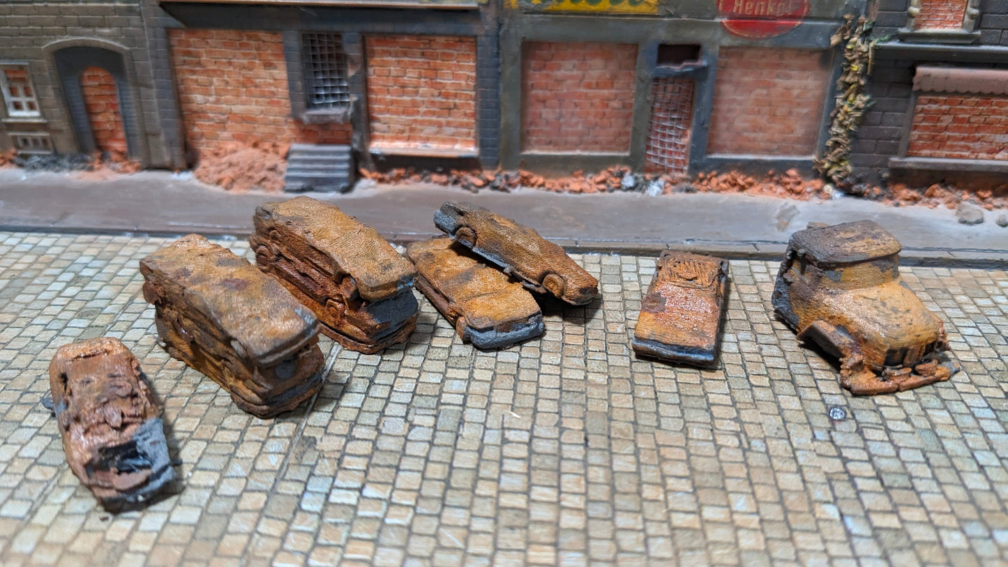 11 Rostige Autos für Schrottplatz usw. für Spur H0 (1:87), Spur N (1:160)