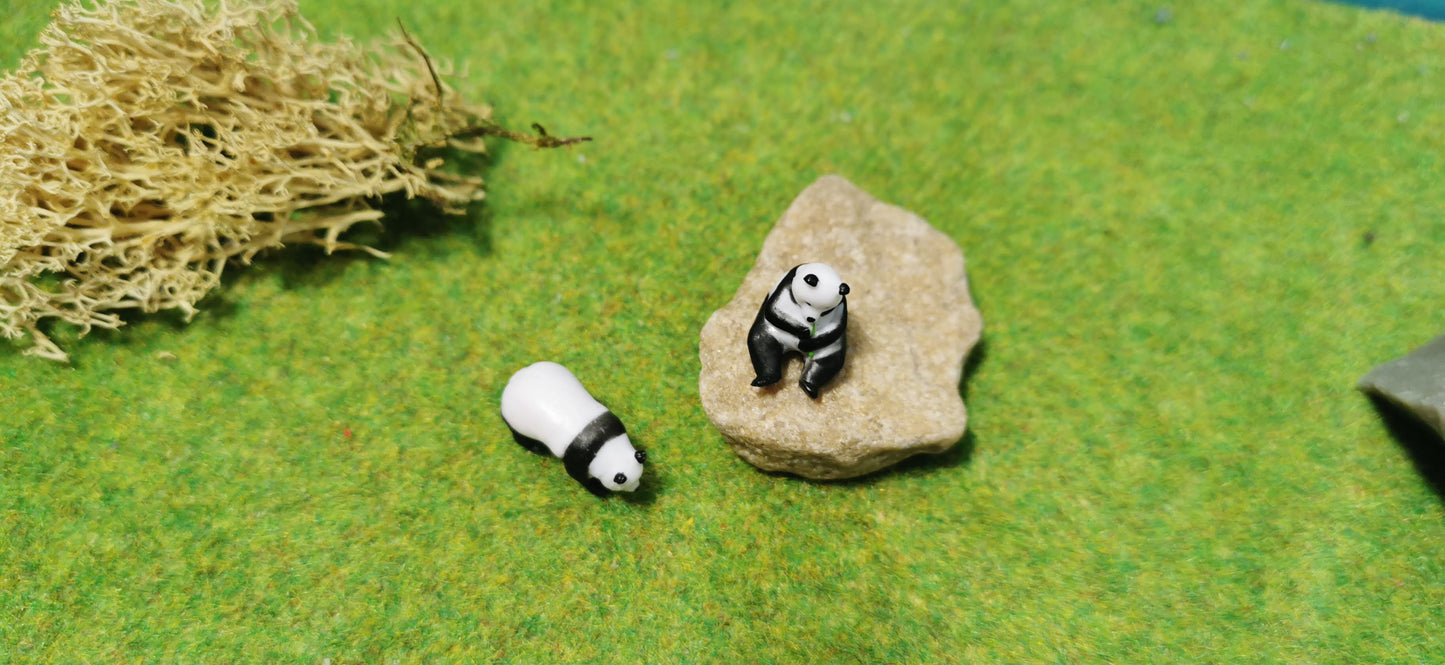 2x Großer Panda Bären Figuren Set Tiere 1:87 (H0) - bemalt