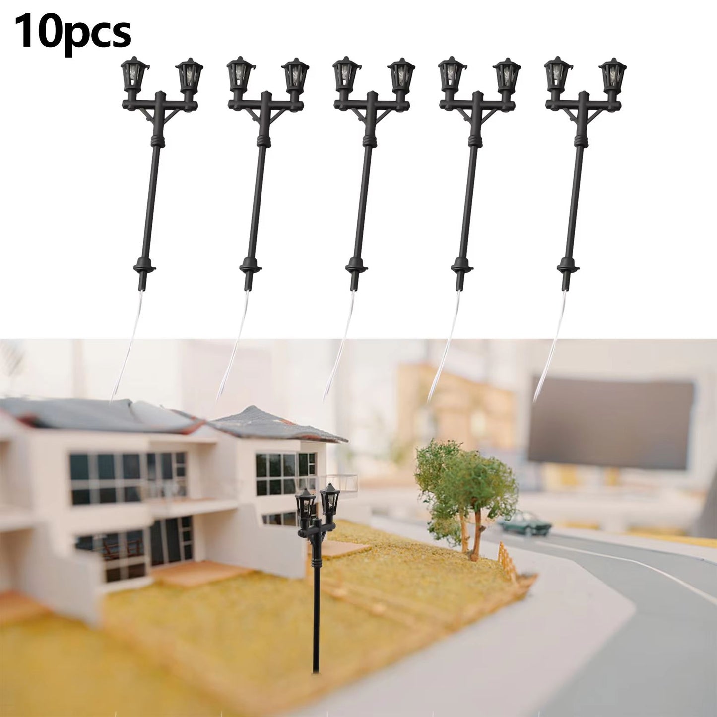 10 Stück Straßenlampen / Doppel Parklampen