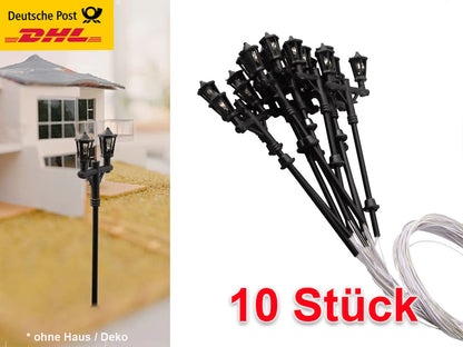 10 Stück Straßenlampen / Doppel Parklampen