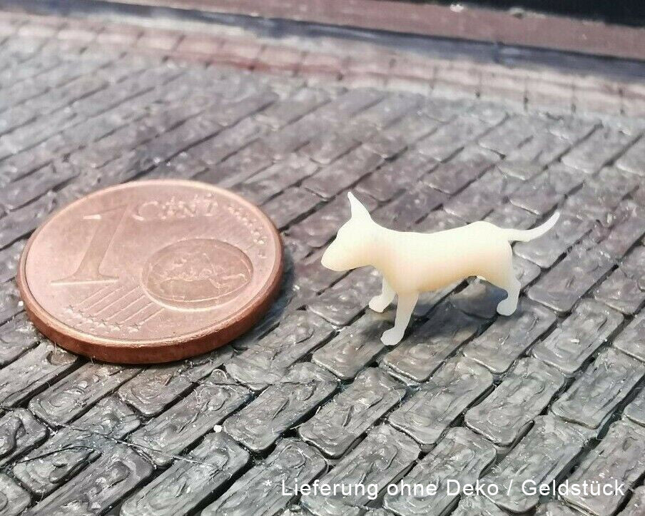 2x Bullterrier Pittbull aus Resin 1:87 (H0) - bemalt oder unbemalt