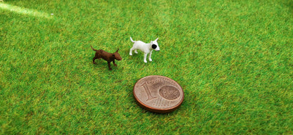 2x Bullterrier Pittbull aus Resin 1:87 (H0) - bemalt oder unbemalt