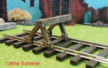Prellbock (1:45) für Spur 0 Schienen ggf. rostig