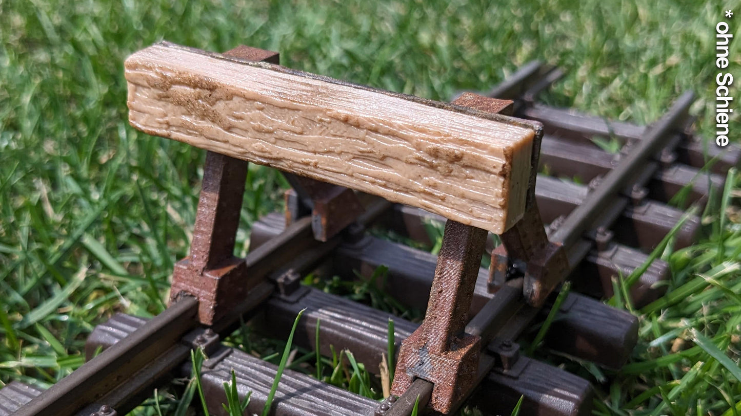 Prellbock mit Holzbohle (1:32) passend für Spur 1 ggf. rostig