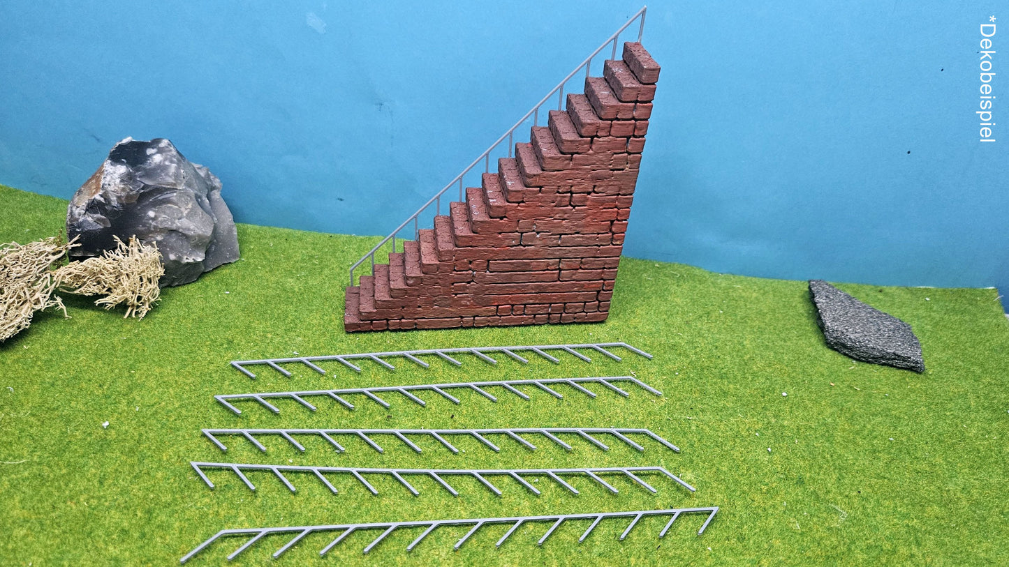 Treppengeländer Geländer Railing Metallzaun (10 Stück) H0 1:87 (30 oder 45 Grad)
