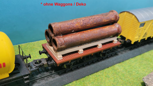 Ladegut Industrierohre + Holzpalette für Waggons, LKW usw.