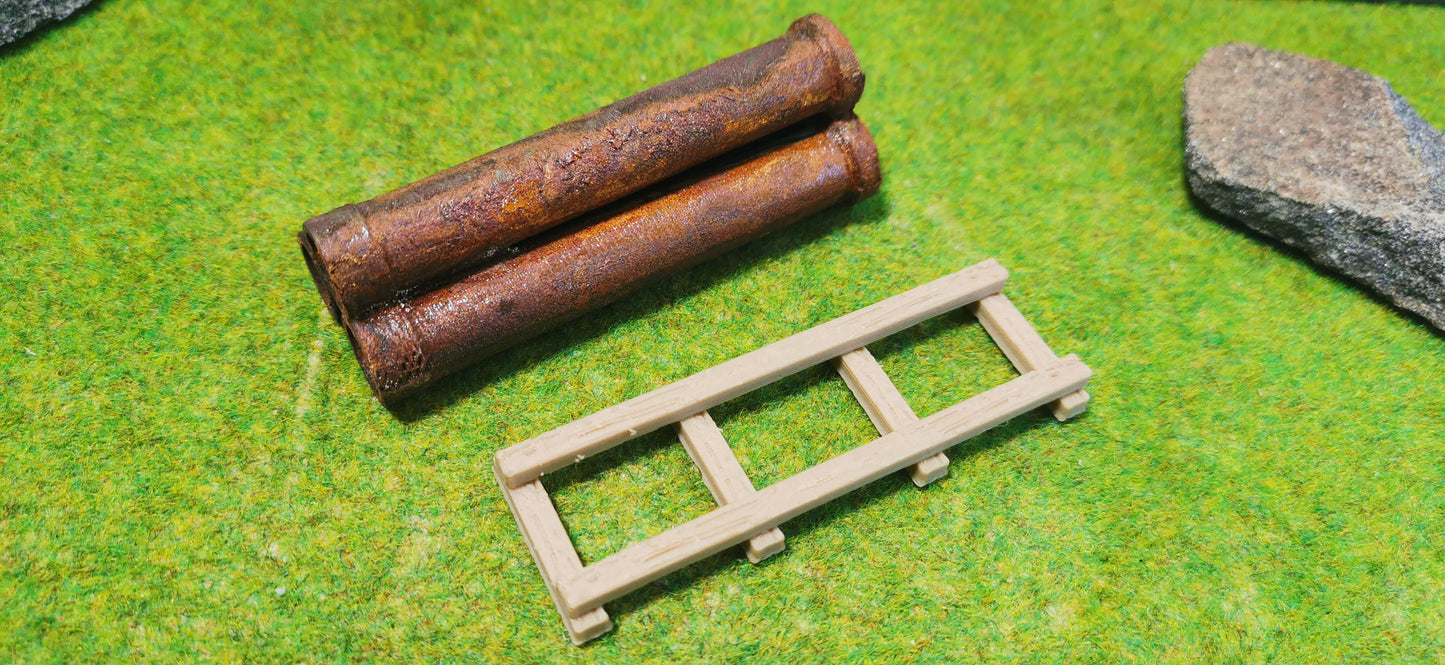 Ladegut Industrierohre + Holzpalette für Waggons, LKW usw.