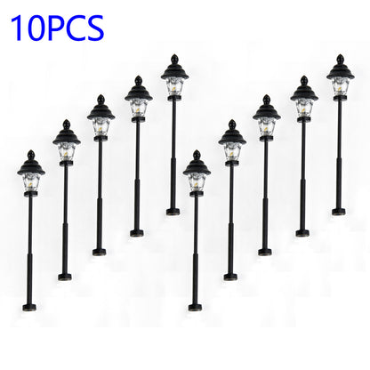 10x LED Parklampen Parkleuchten 3V-12V Höhe circa 4,7cm für H0 TT schwarz