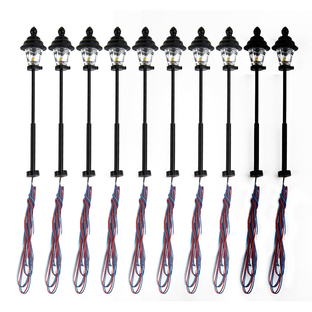 10x LED Parklampen Parkleuchten 3V-12V Höhe circa 4,7cm für H0 TT schwarz