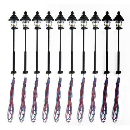 10x LED Parklampen Parkleuchten 3V-12V Höhe circa 4,7cm für H0 TT schwarz