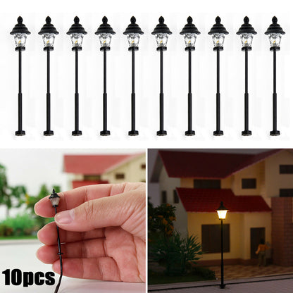 10x LED Parklampen Parkleuchten 3V-12V Höhe circa 4,7cm für H0 TT schwarz