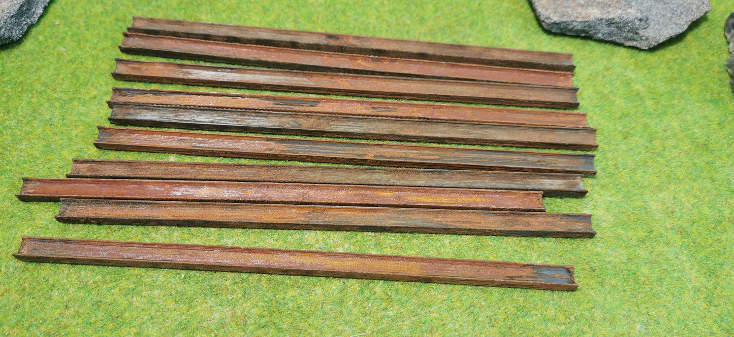 10x Ladegut Industrie Stahlträger / Schienen - optional rostig bemalt