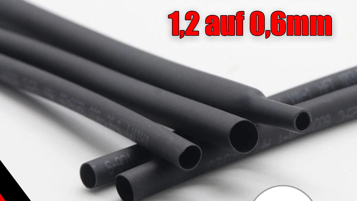 1m Schrumpfschlauch 1,2 auf 0,6 mm schwarz ideal für Litze  Shrinking Tube