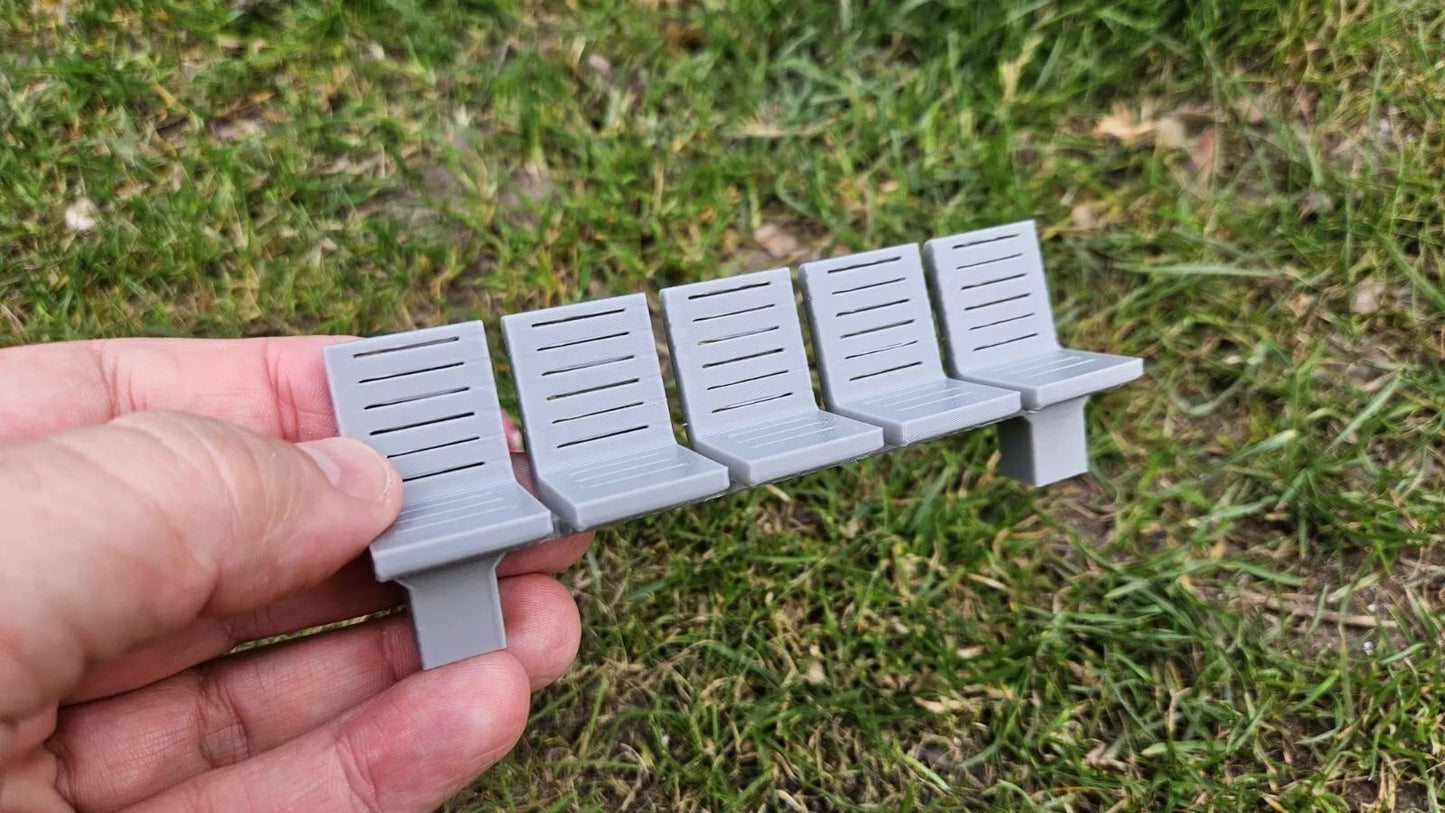 4 Stück Bahnsteigsitze für Bahnhof Bahnsteig Haltestellen Sitze Sitzbank