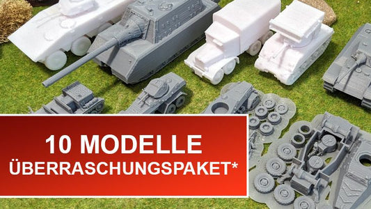 Überraschungspaket mit 10 Panzer / LKW Modellen