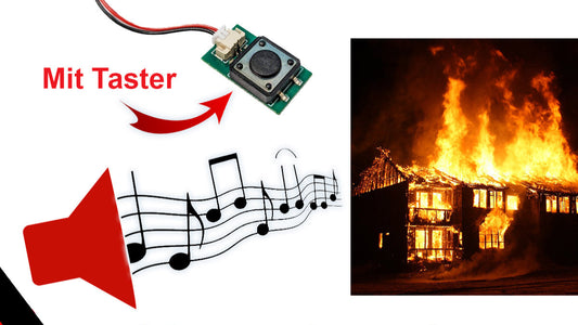 Soundmodul "Brennendes Haus" samt Feuerwehr mit Lautsprecher + Taster