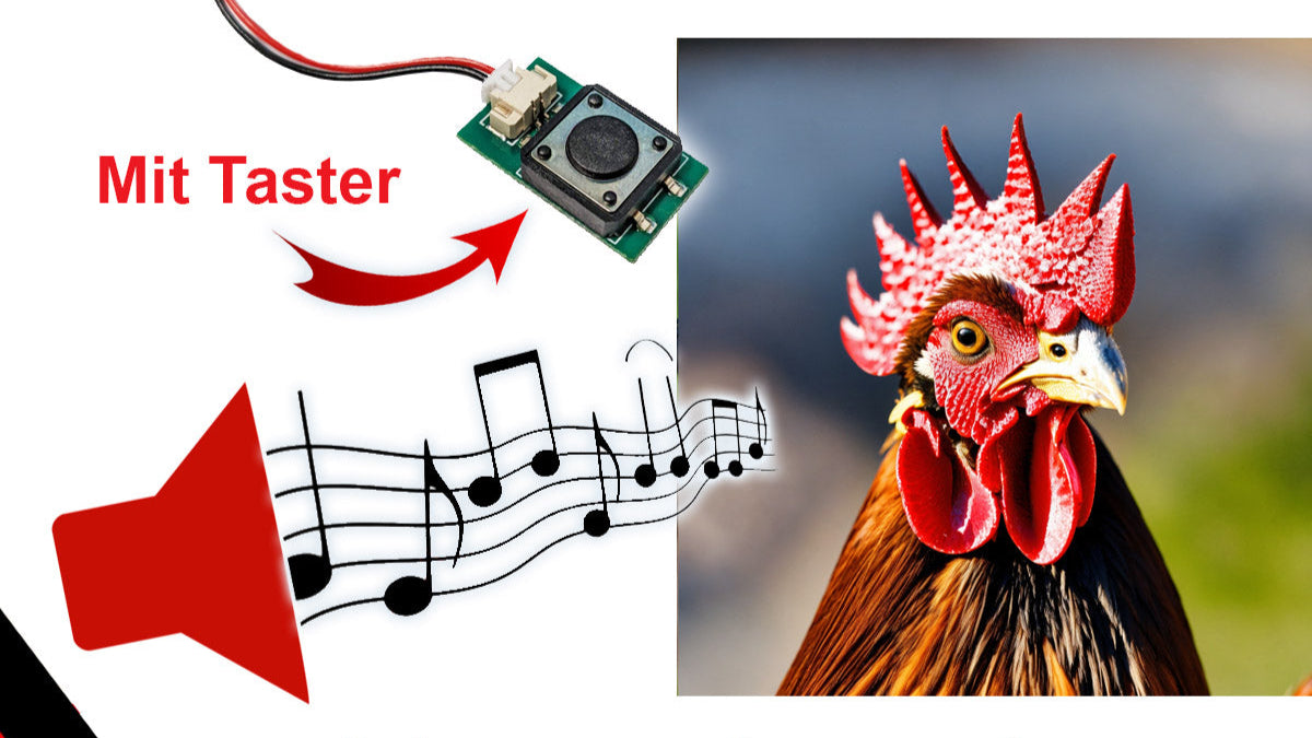 Soundmodul "Krähender Hahn" mit Lautsprecher + Taster