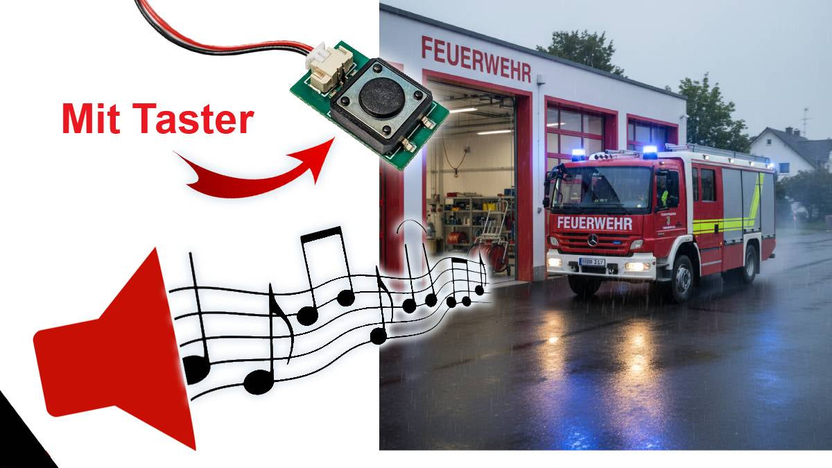 Soundmodul "Deutscher Feuerwehreinsatz" mit Lautsprecher + Taster