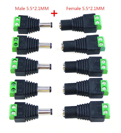 10x DC Buchse/Stecker Adapter 2,1x5,5mm mit Schraubklemme