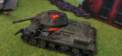 Zerstörter T-34 Sowjet Panzer (+Feuer LED)
