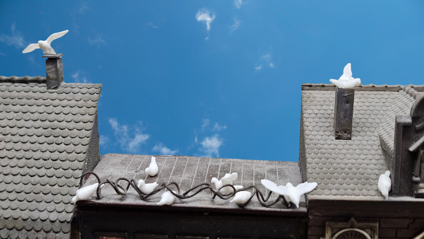 10 Stück Tauben für Spur 1 (1:32/1:35) weiß