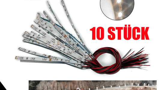 5x LED Waggonbeleuchtung 9-24V warmweiß 83mm Hausbeleuchtung mit Kabel H0 TT 0 G